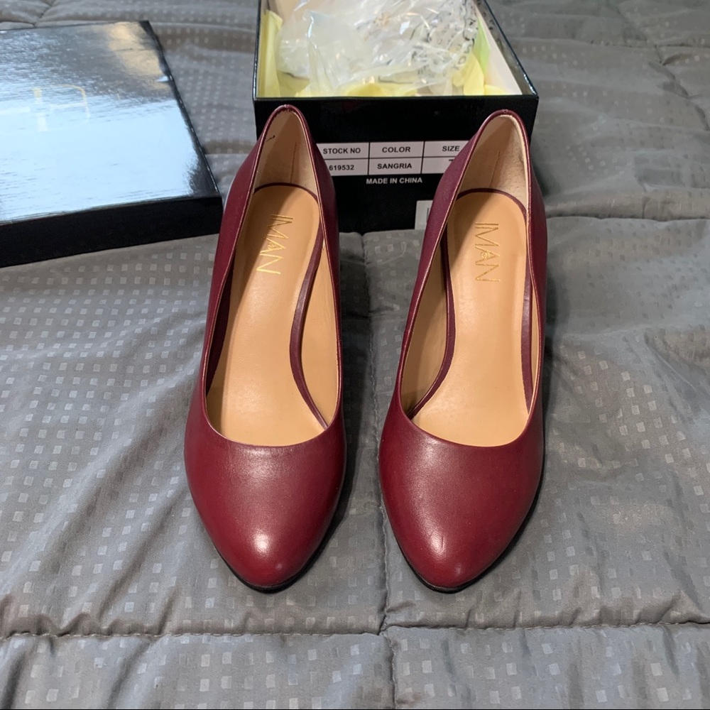 Iman leather sangria heels shoes size 7